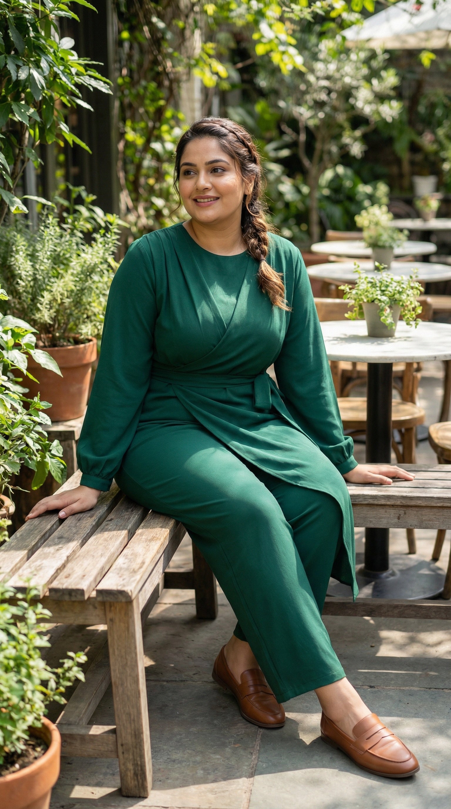 emerald modest wide leg jumpsuit women