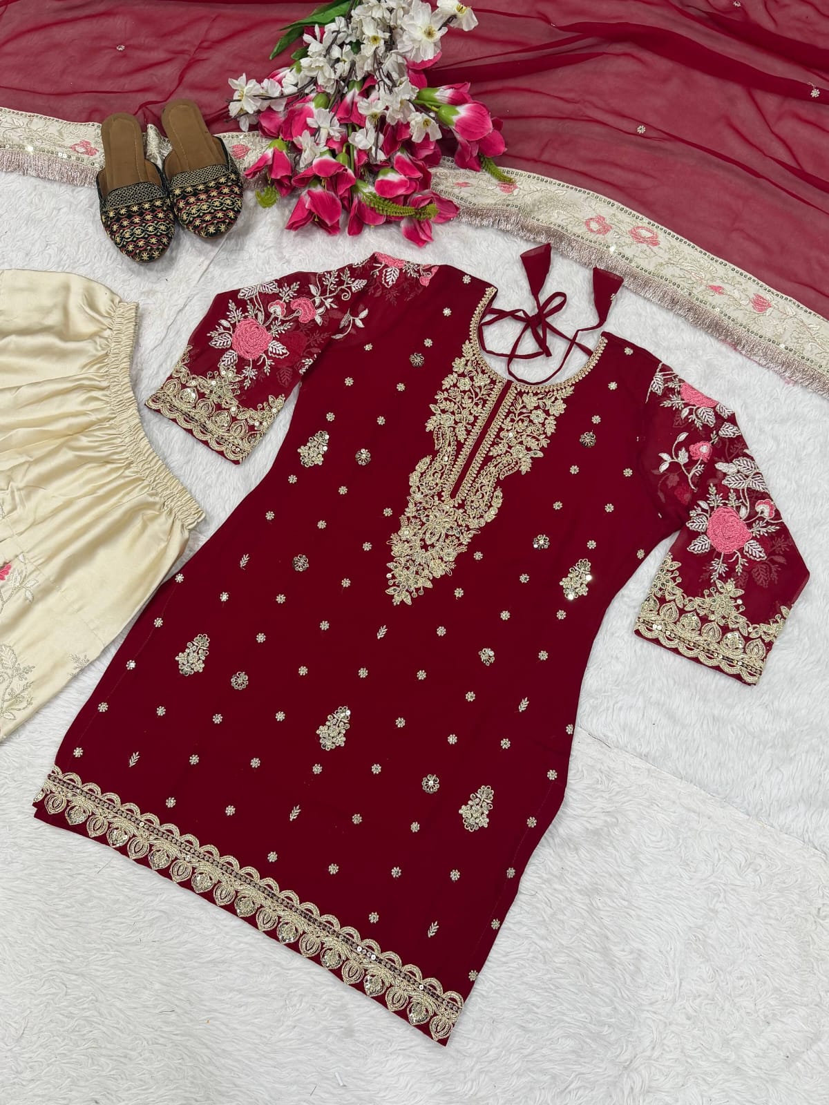 Garnet Éclat Luxe Shalwar Set