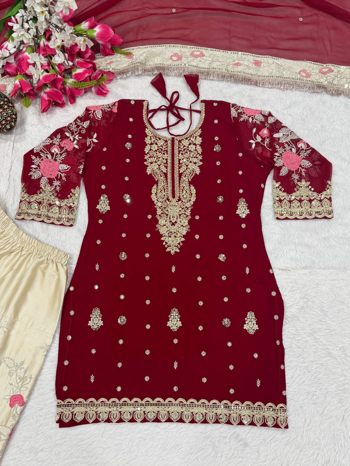 Garnet Éclat Luxe Shalwar Set