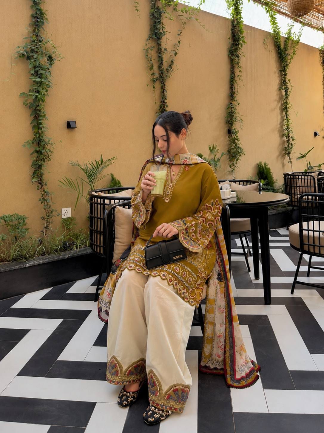roman silk embroidered farshi set