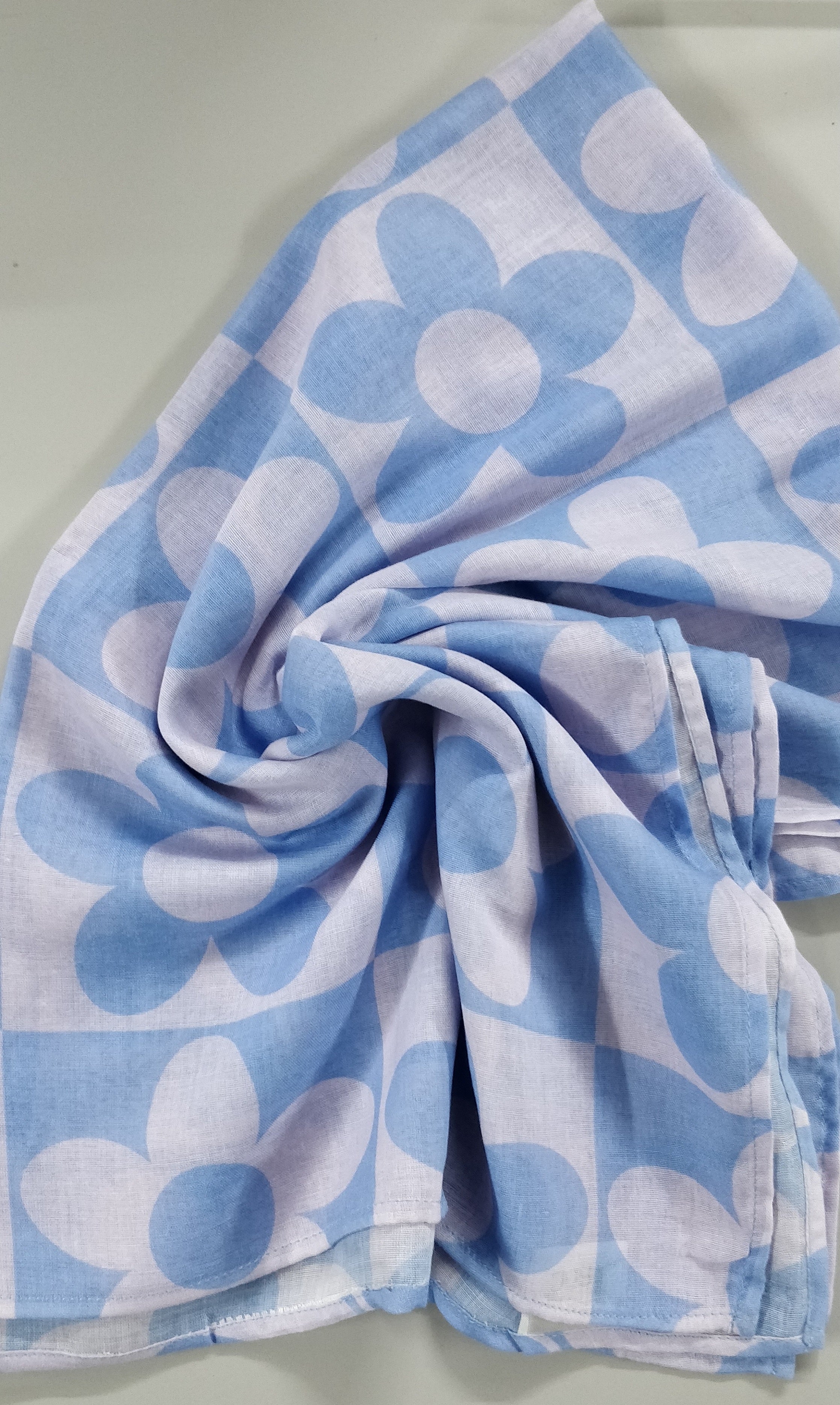 Sky Bloom Cotton Voil Headscarf