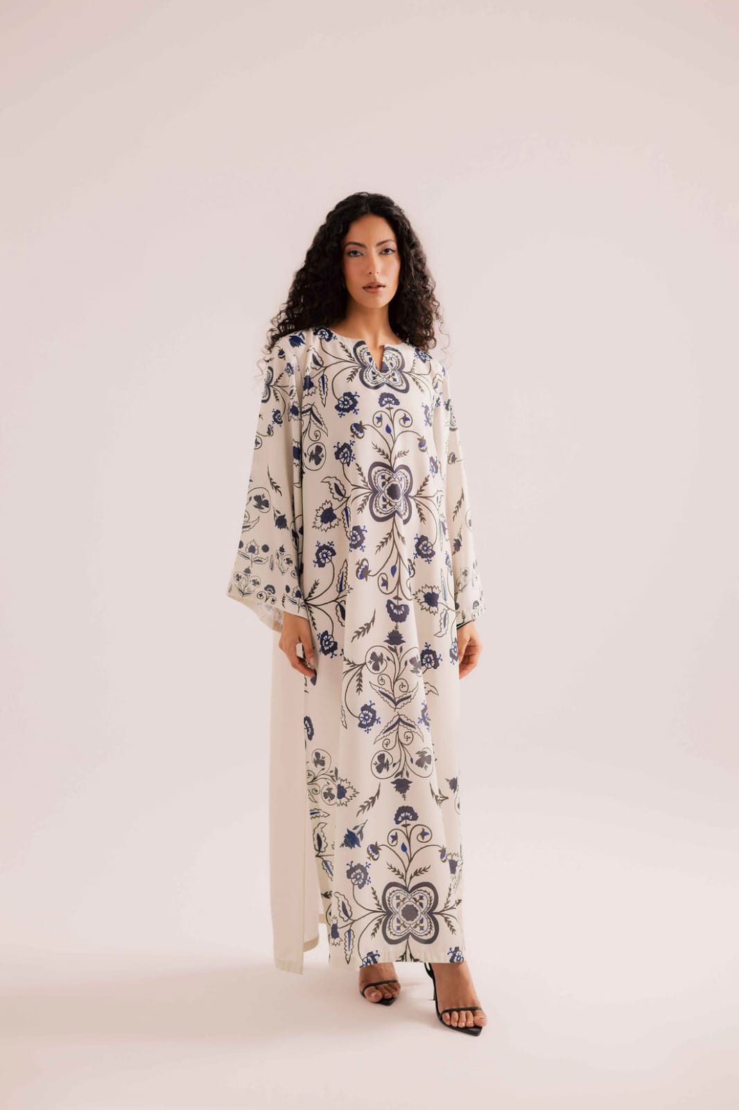 silk crepe kaftan dress women