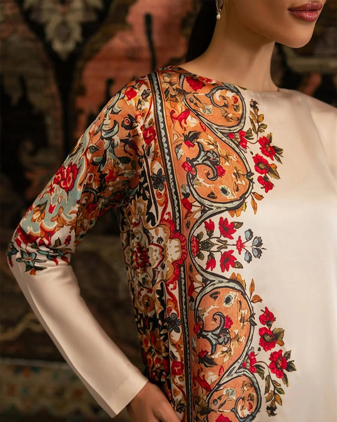 ivory floral paisley kurta trouser set