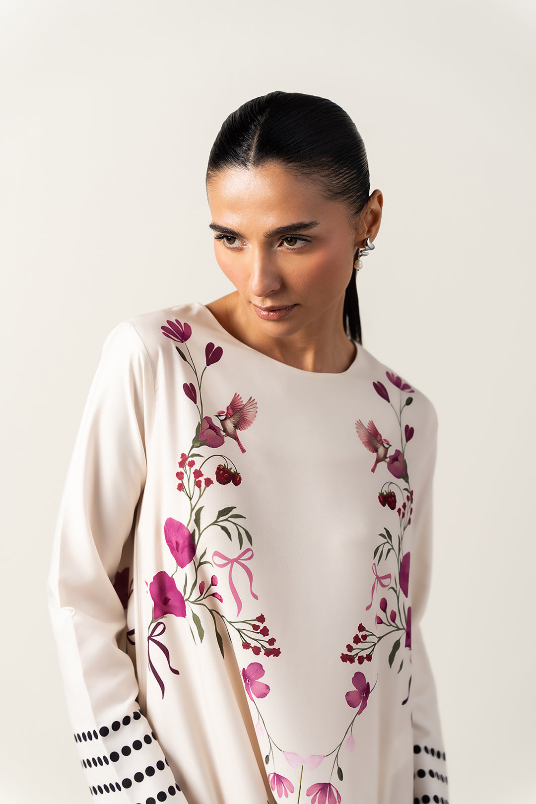 ivory orchid floral modest dress women