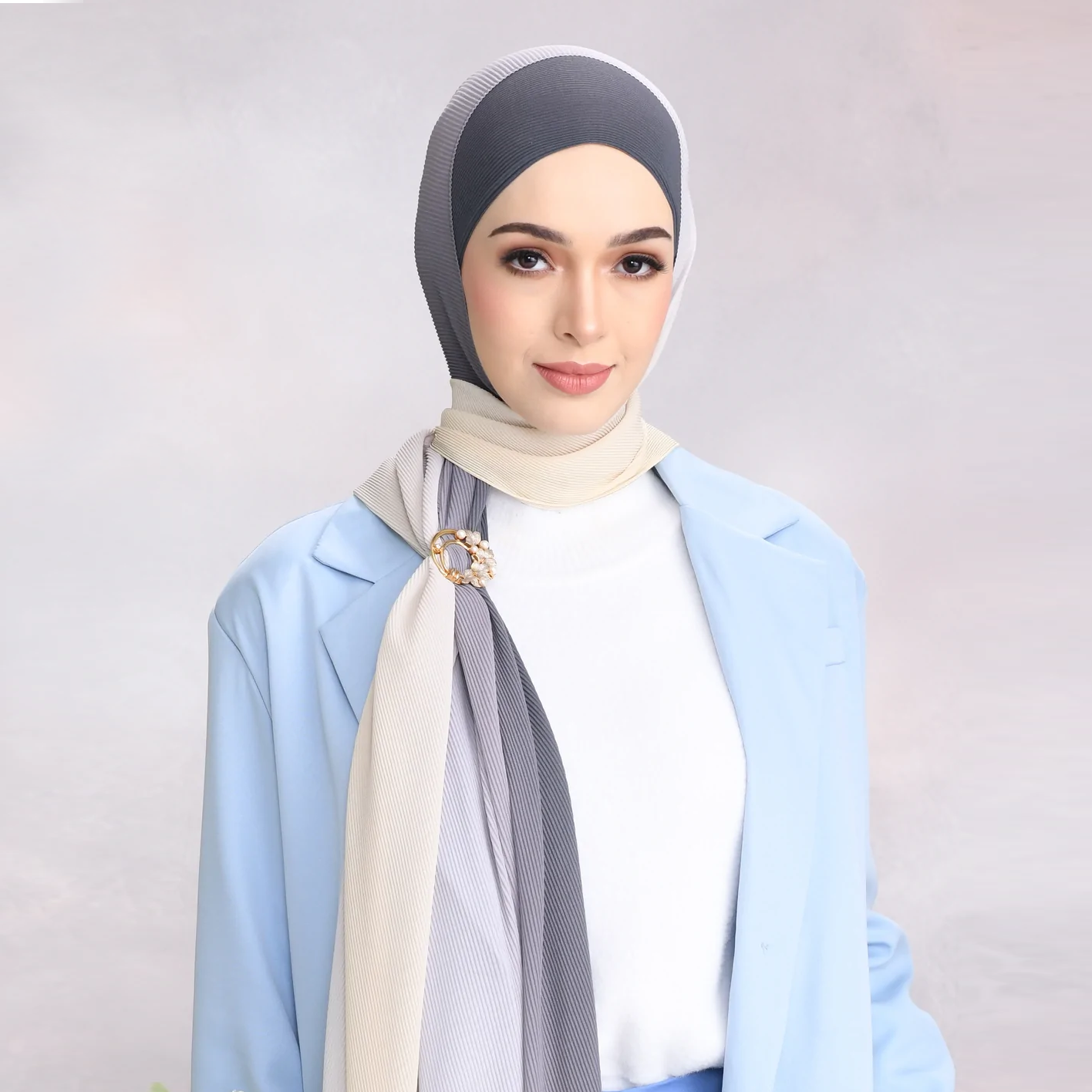 ivory slate crush chiffon hijab women