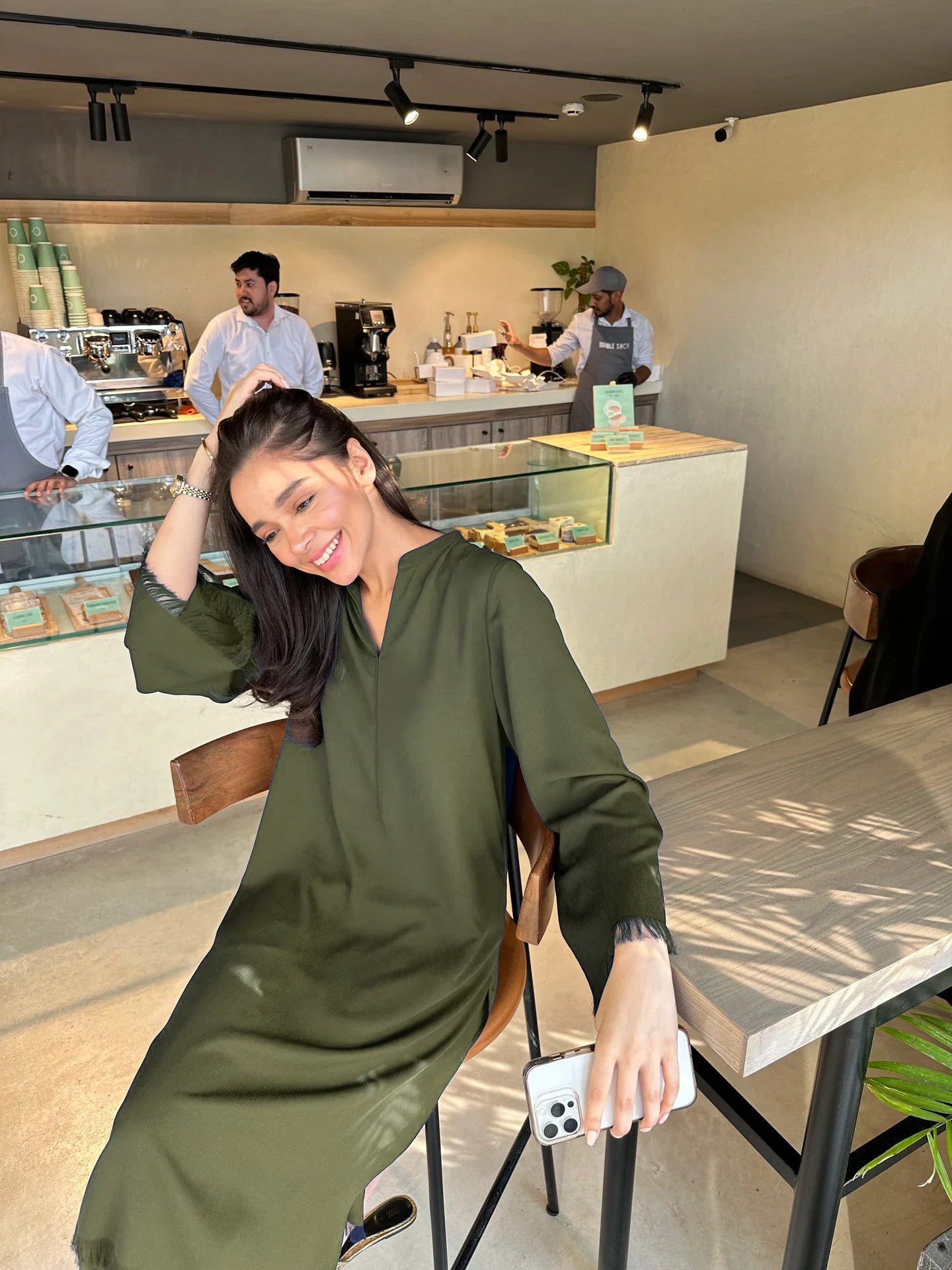 Olive Fringe Flow Modest Co-Ord Set