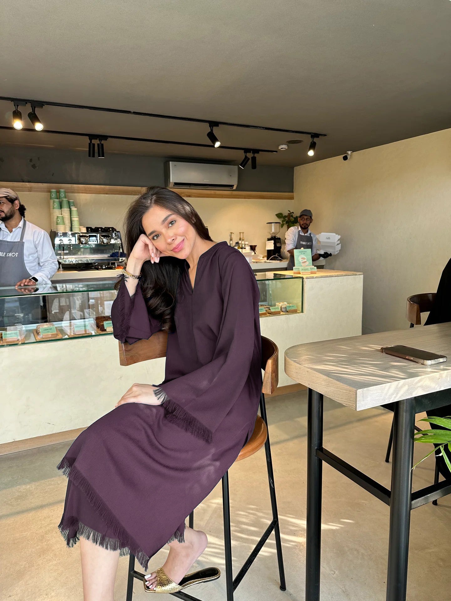 Wine Fringe Elegance Modest Co-Ord Set