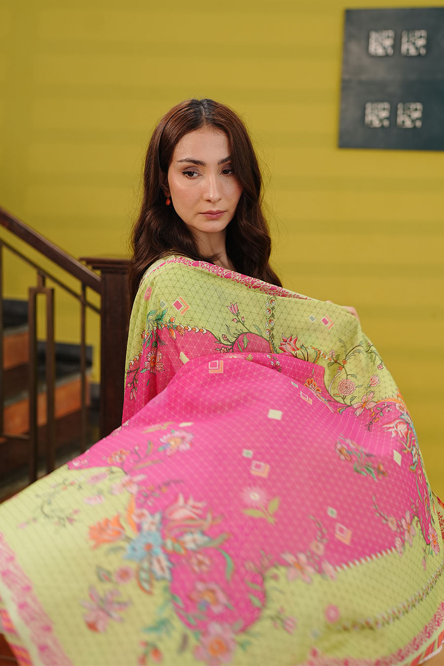 floral lime modest three piece coord set