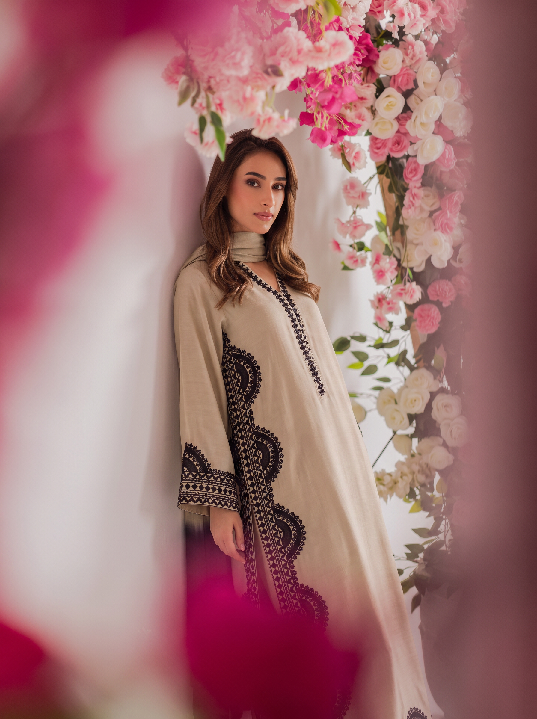 embroidered cotton modest coord set