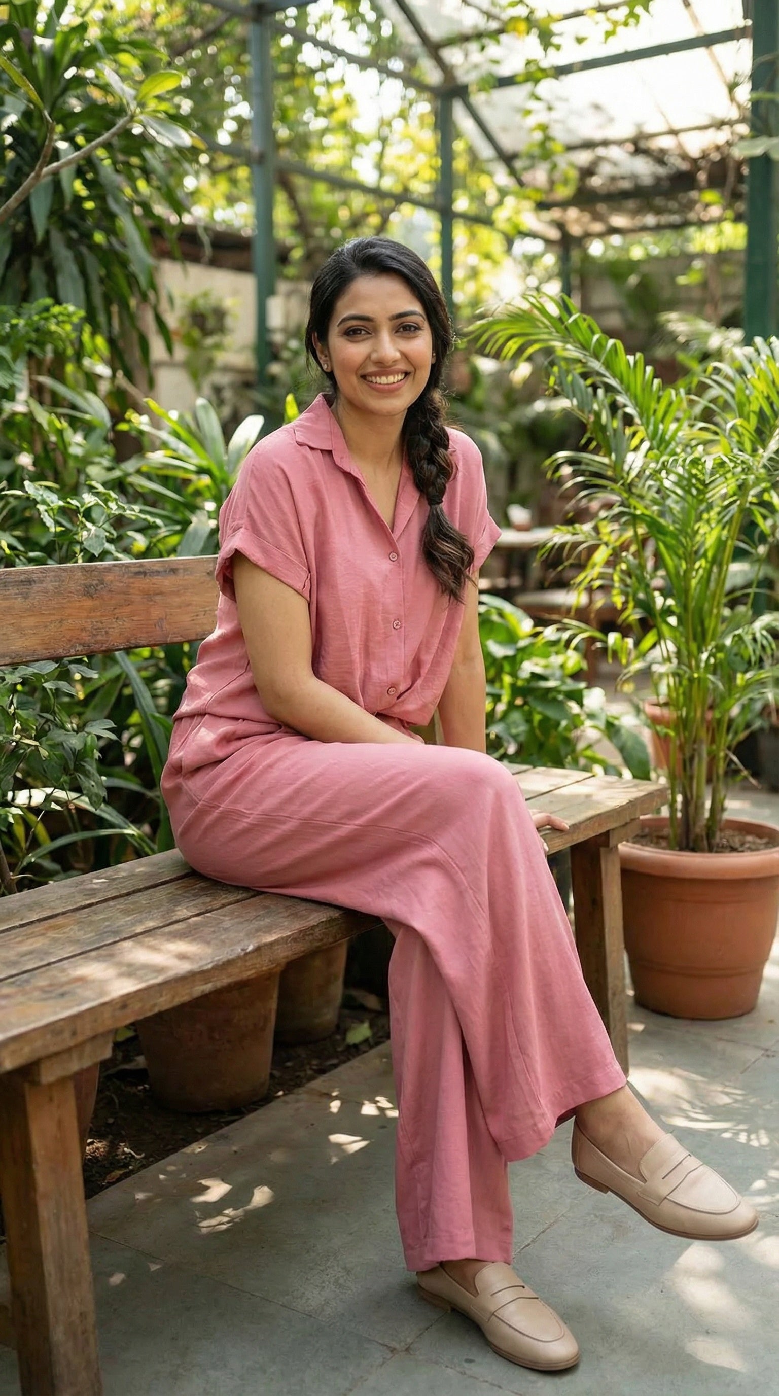 Luxe Blush Pink Boho Modest Co-Ord Set | Premium Casual Wear