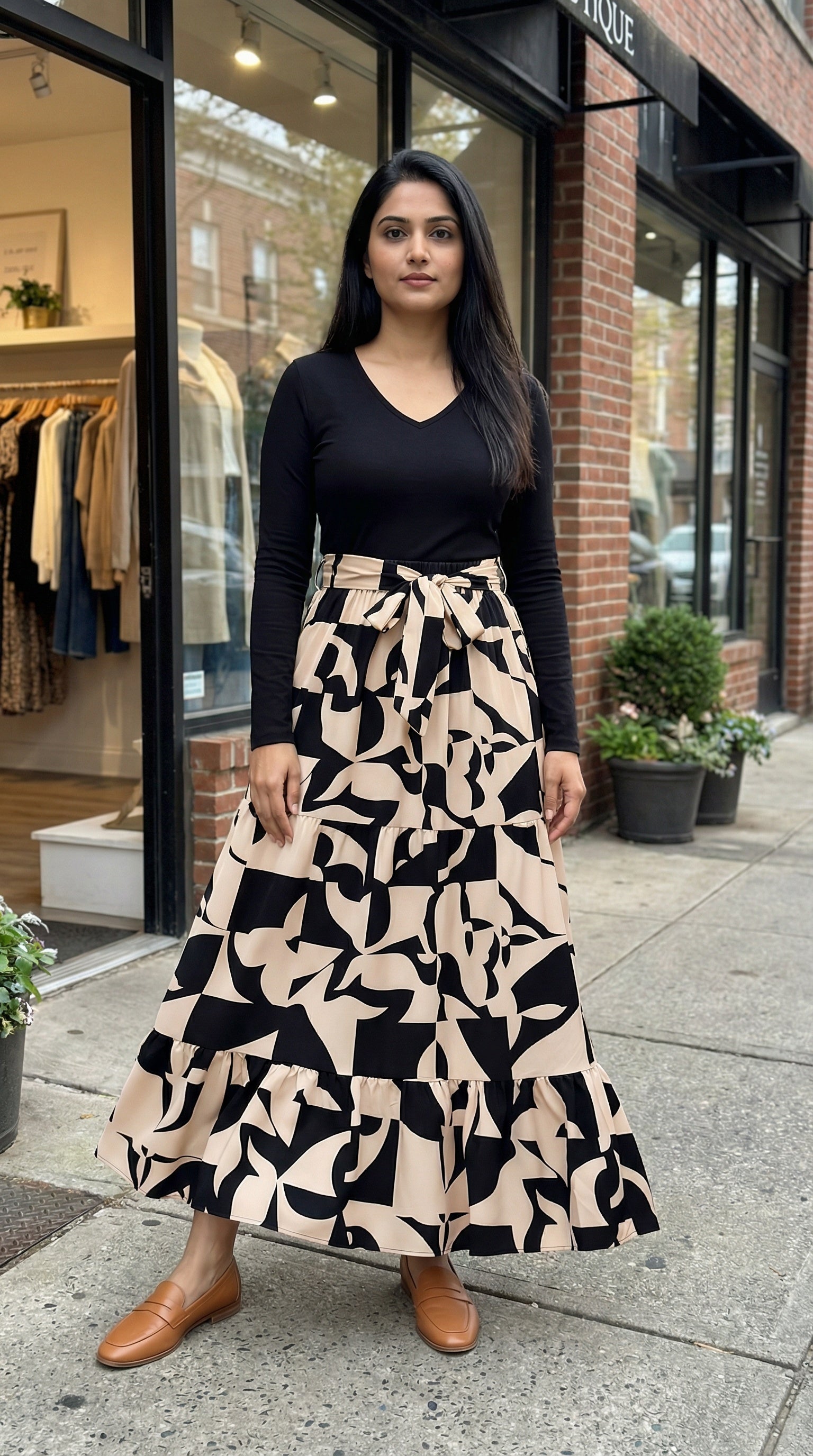 Luxe Noir Muse Modest Long Printed Maxi Dress