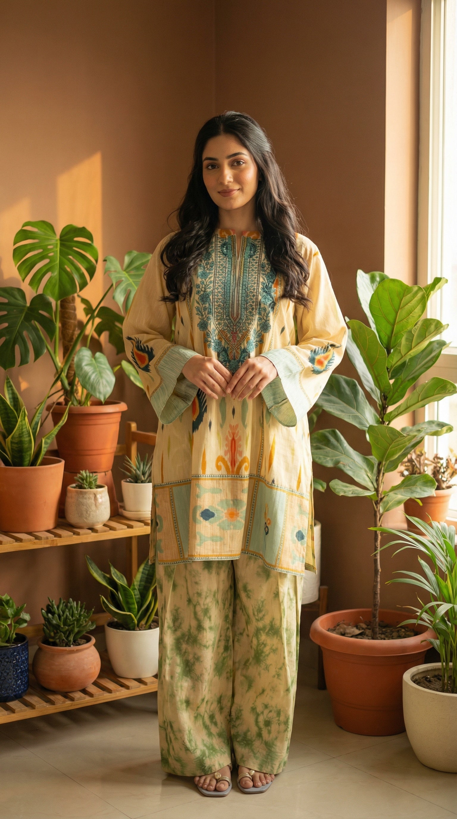 modest floral farshi outfit women
