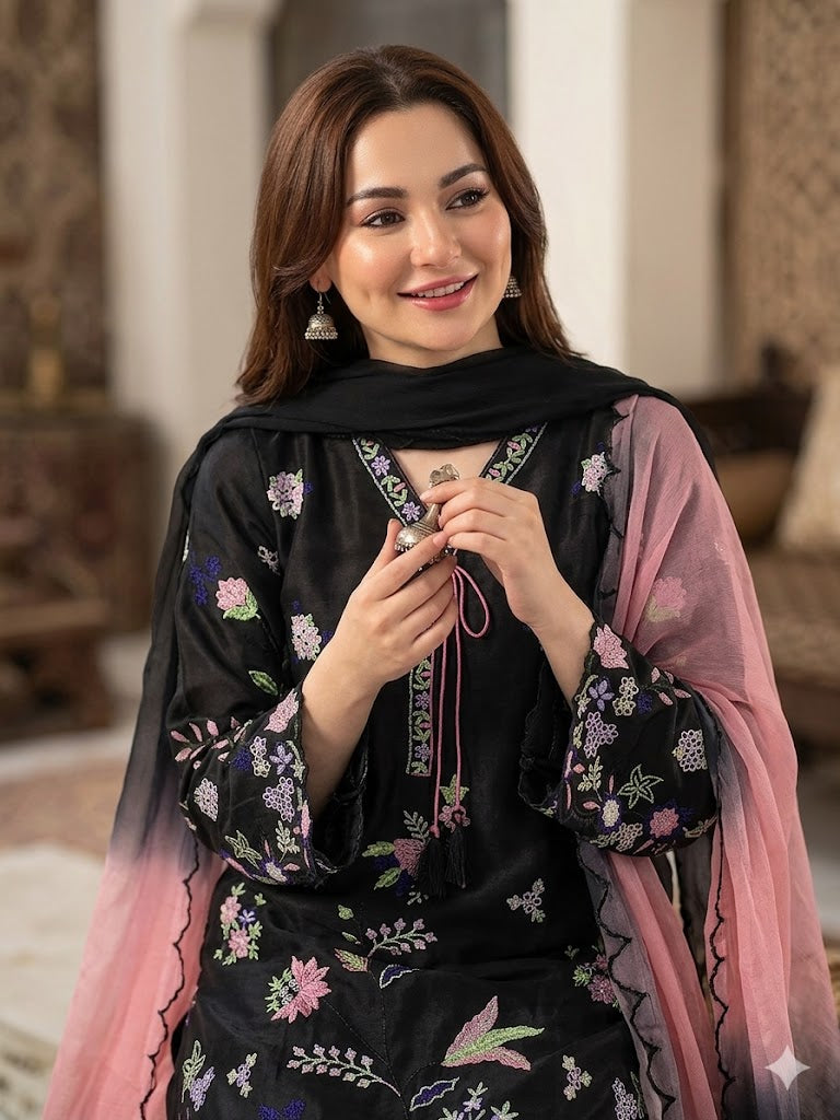 Midnight Bloom Atelier Modest Co-Ord Set with Dupatta