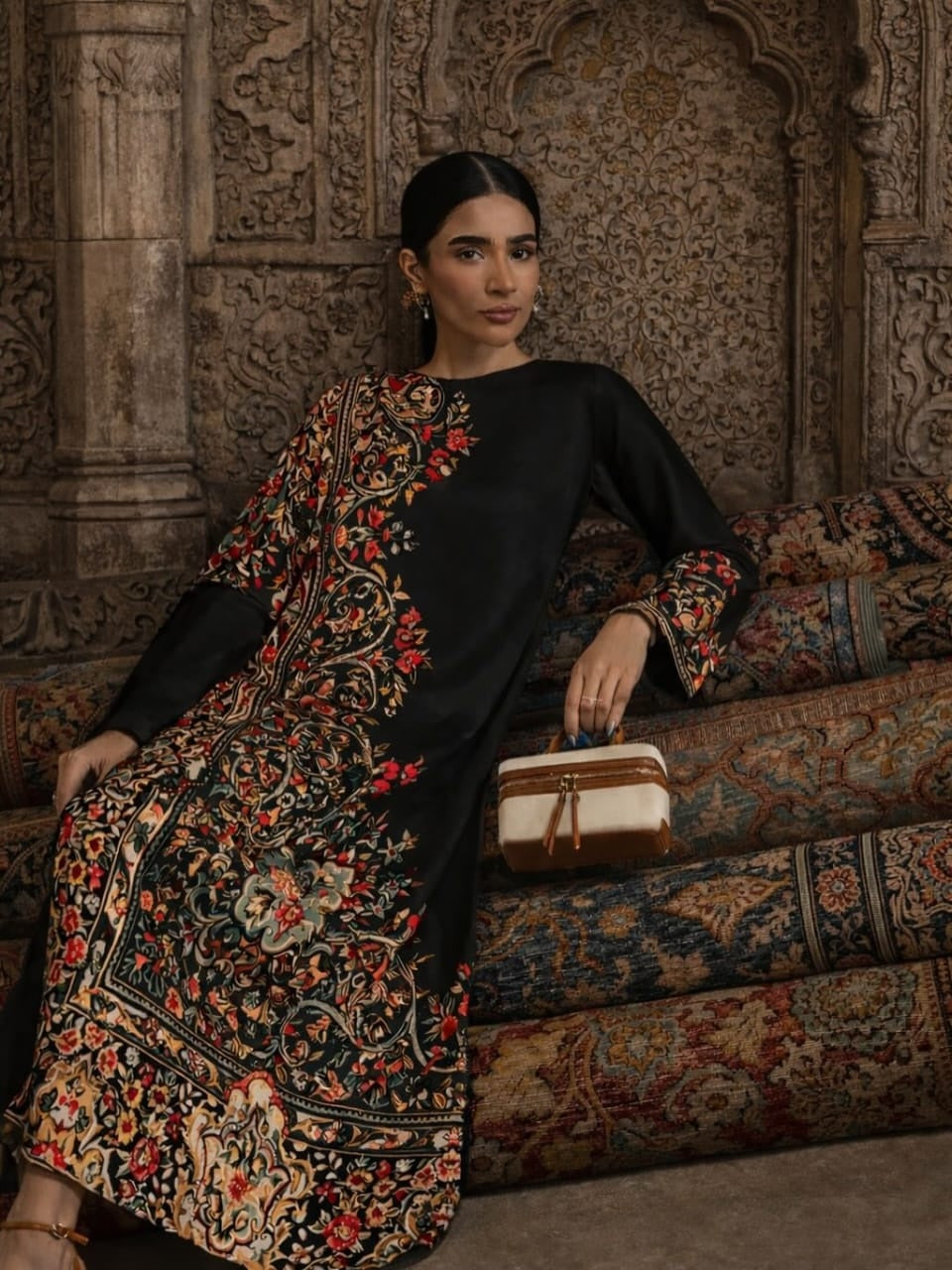 elegant black festive modest coord set