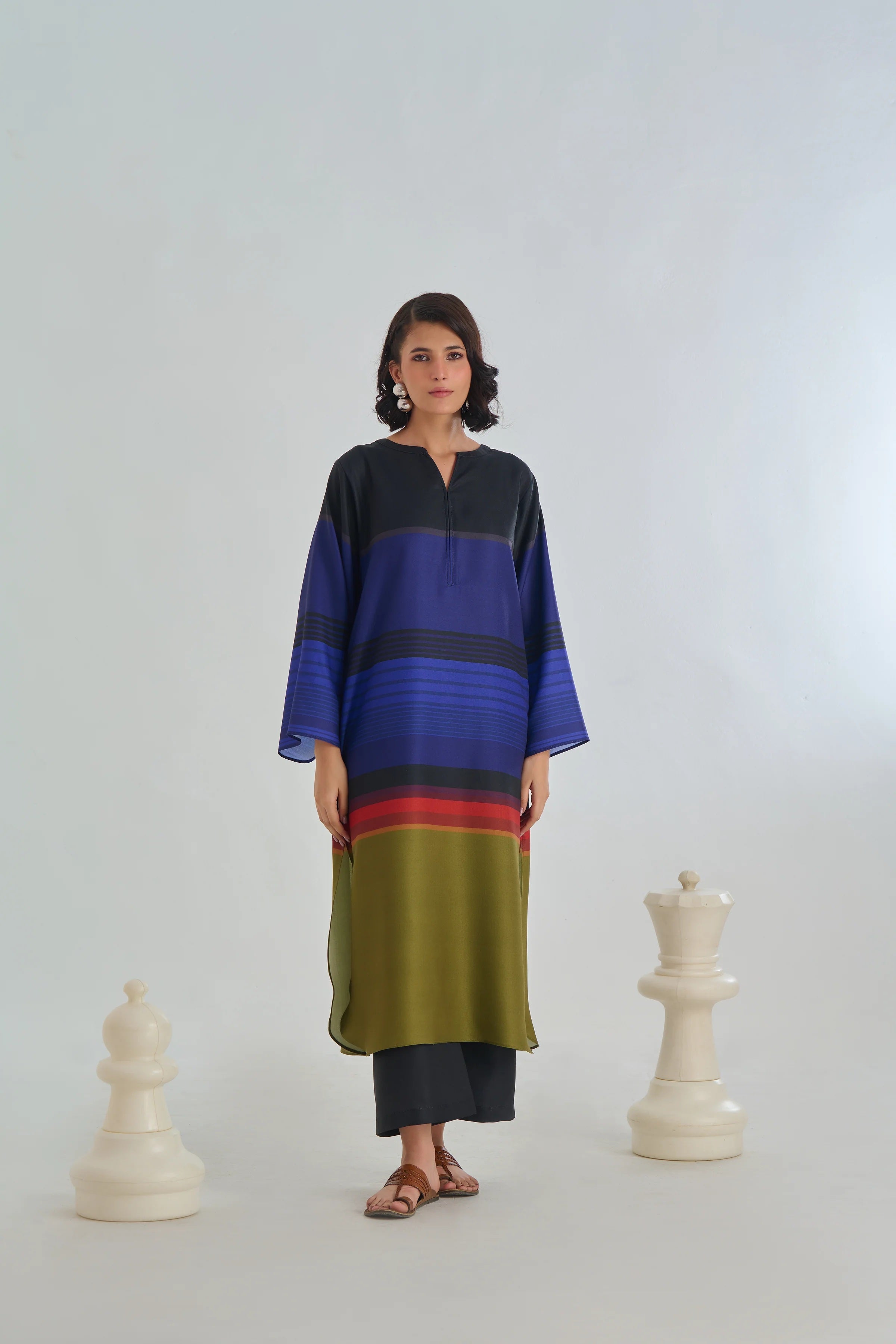 midnight stripe modest coord set women