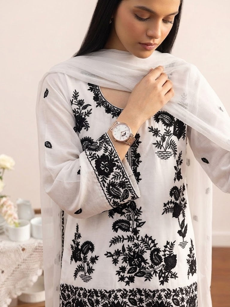 ivory embroidered modest co ord set women