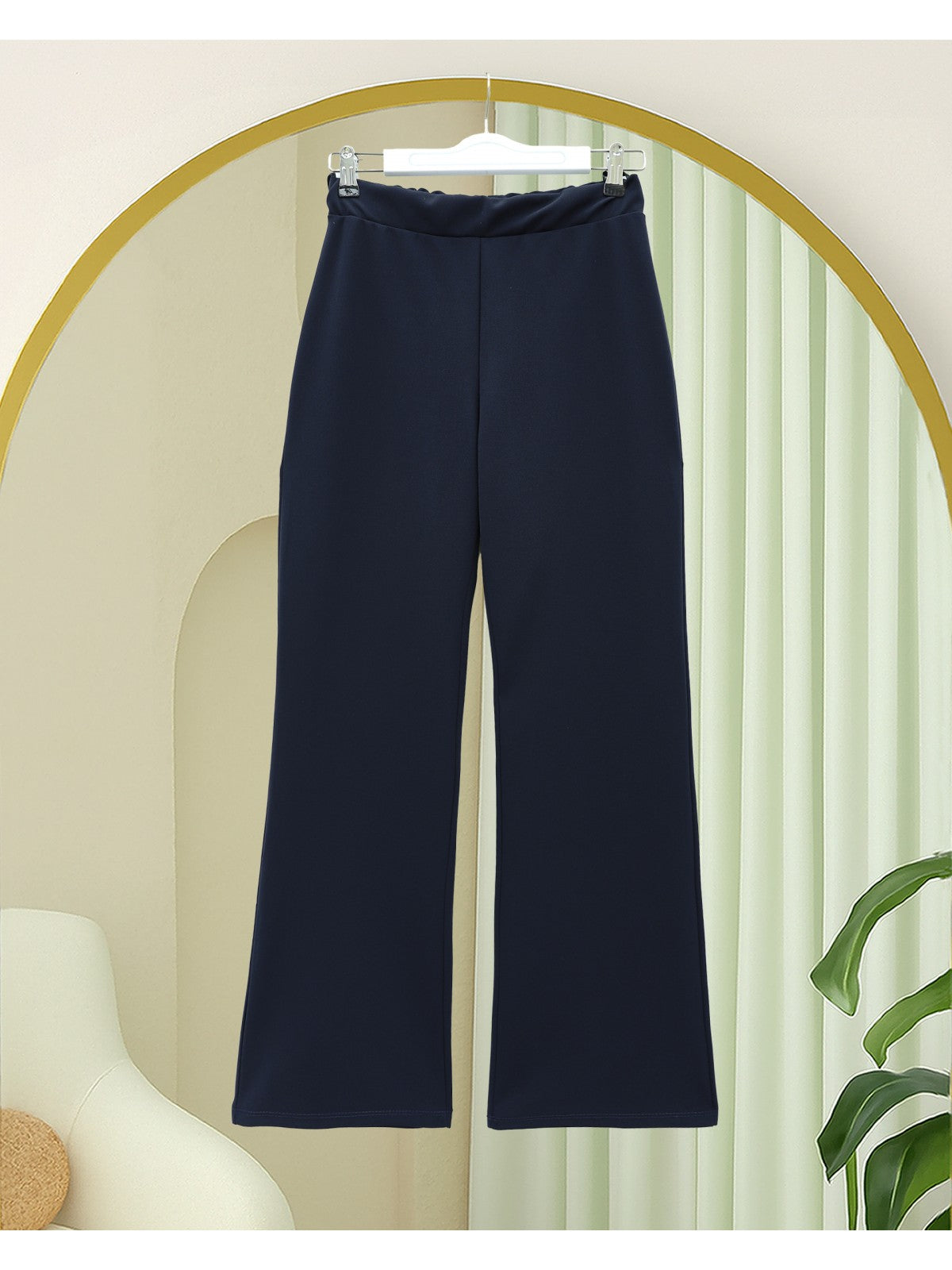 imported workwear straight leg modest trousers navy