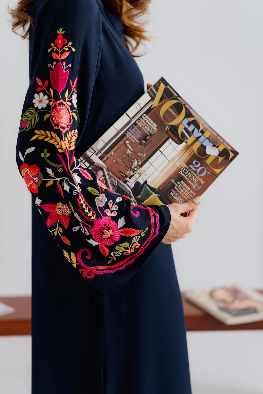 Navy Rosette Atelier Modest Co-Ord Set With Scarf