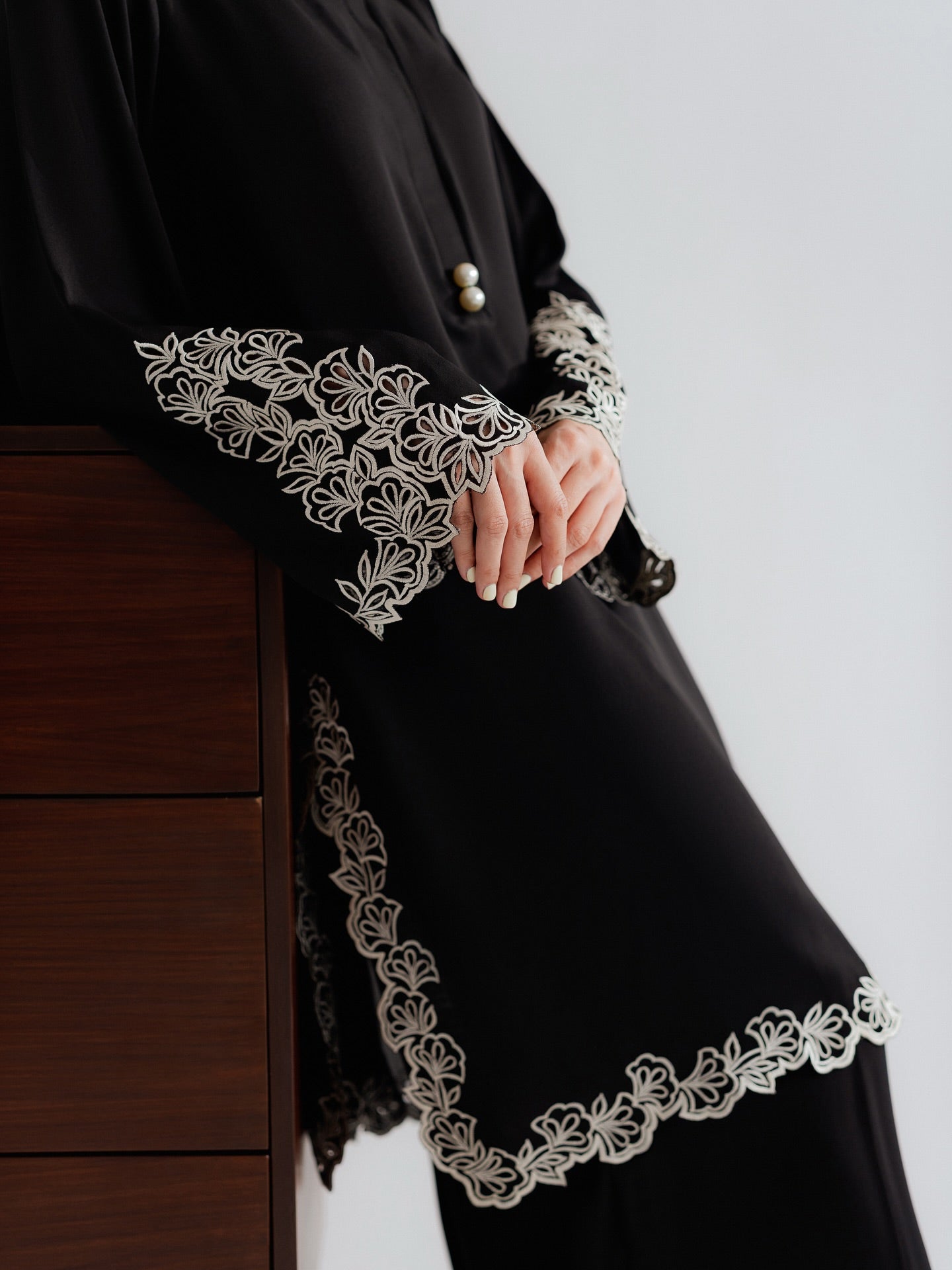 Noir Lace Élan Embroidered Modest Co-Ord Set