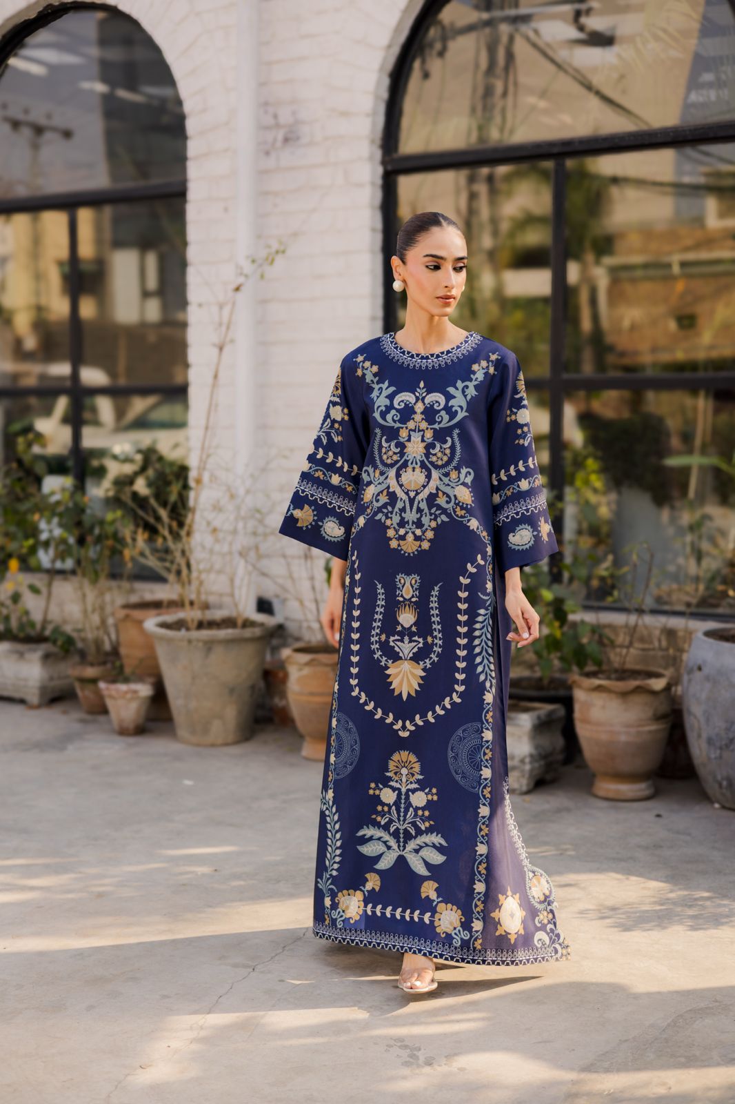 Three-piece modest wear outfit with Georgette Chiffon scarf