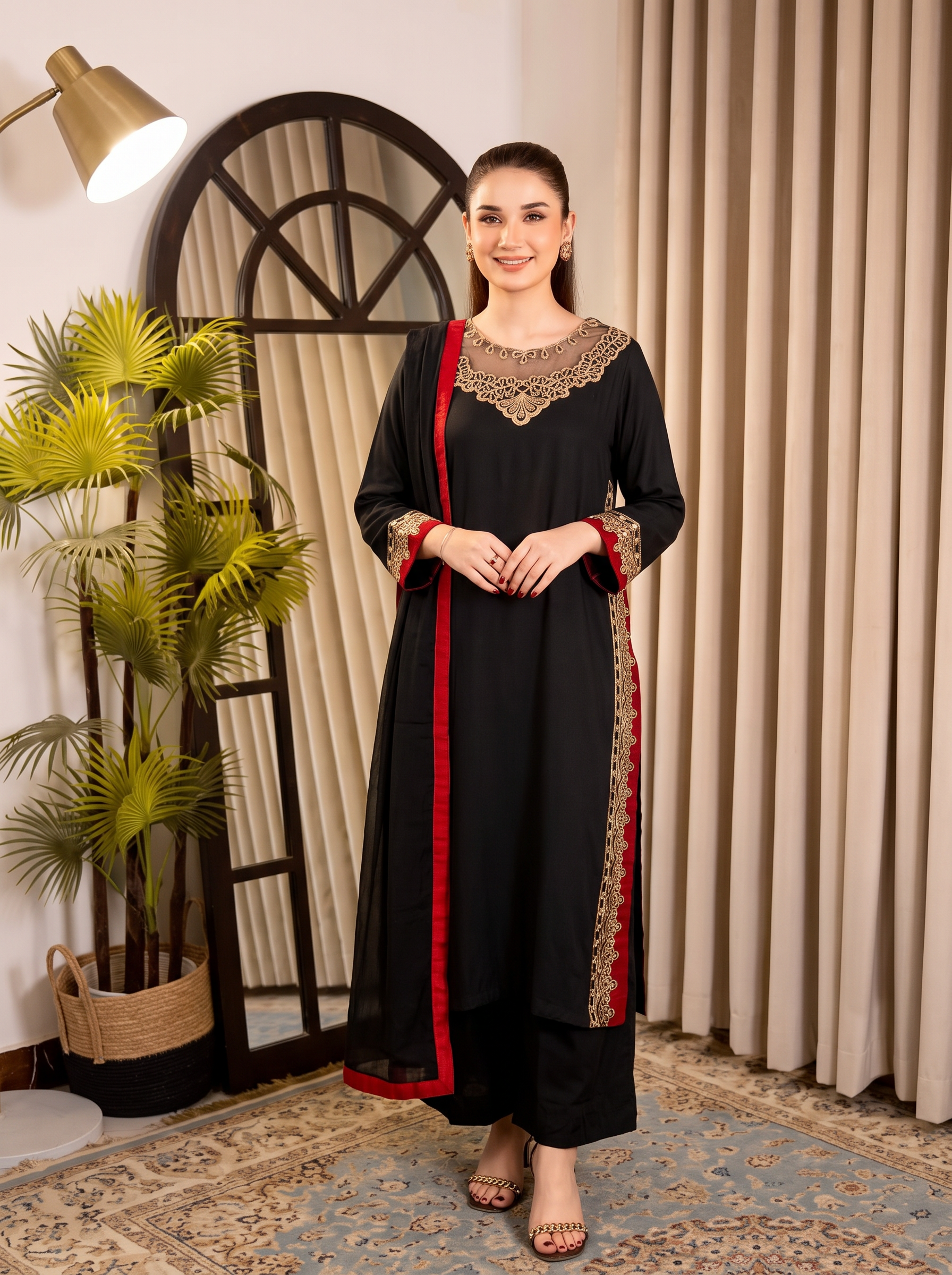 nyra noir luxe modest co ord set