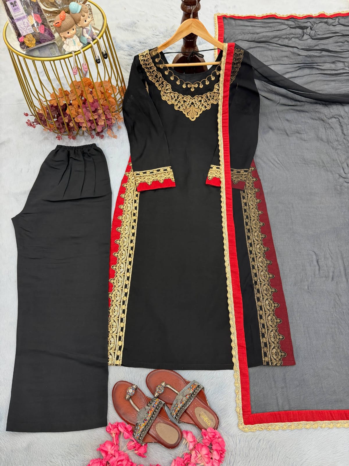 luxury black embroidered coord set