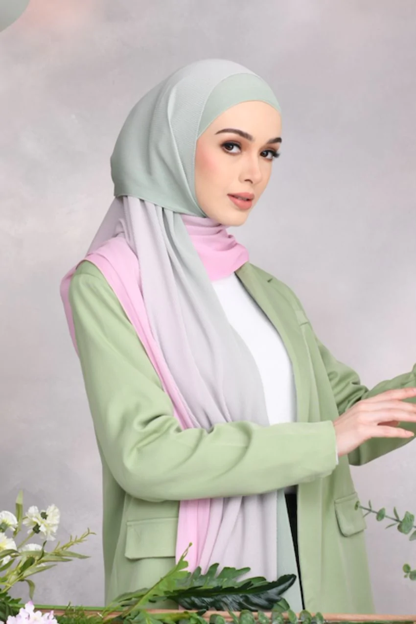 flowy pastel chiffon hijab textured finish