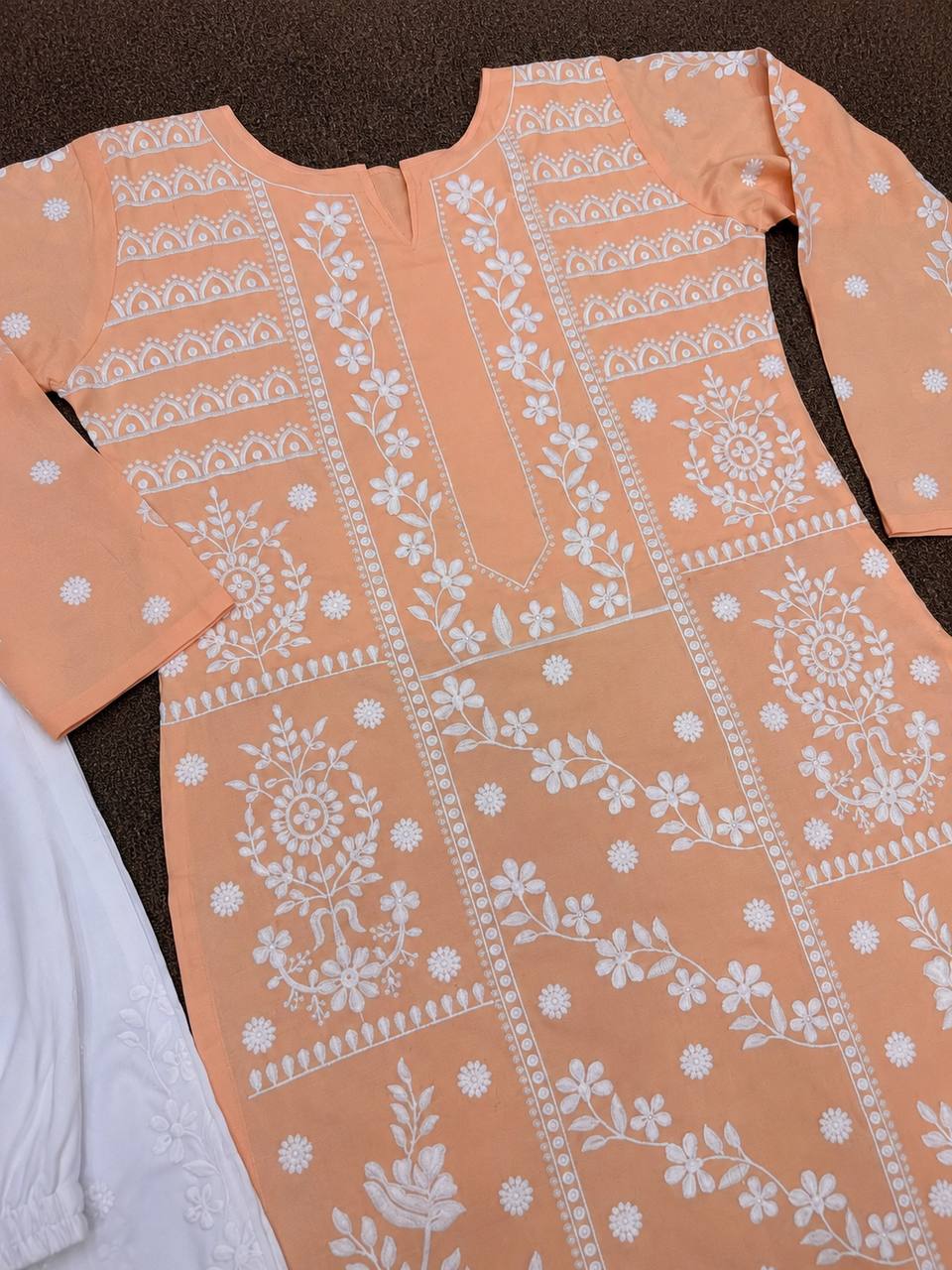 Peach Whisper Embroidered Modest Co-Ord Set