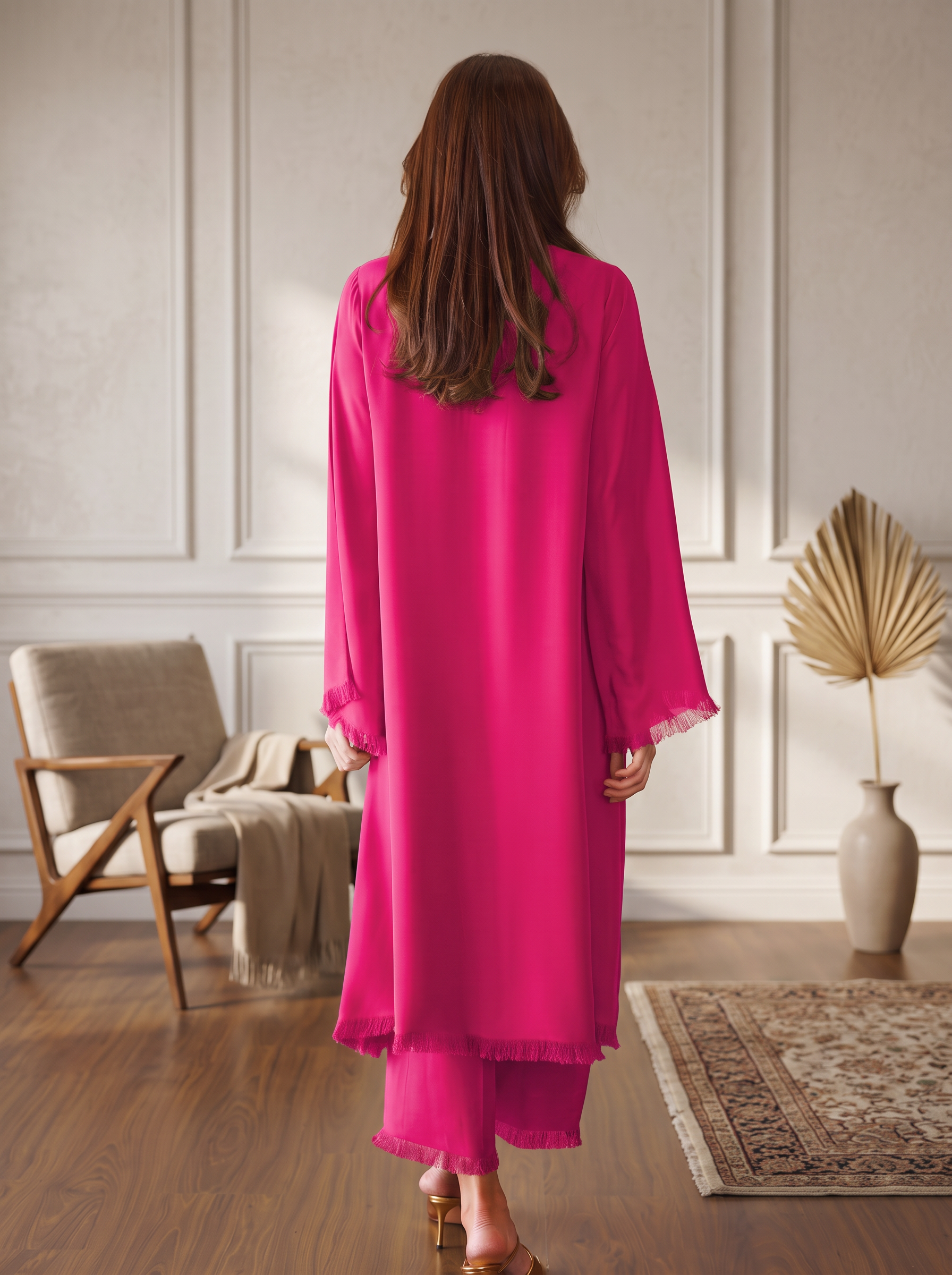 longline crepe modest coord set