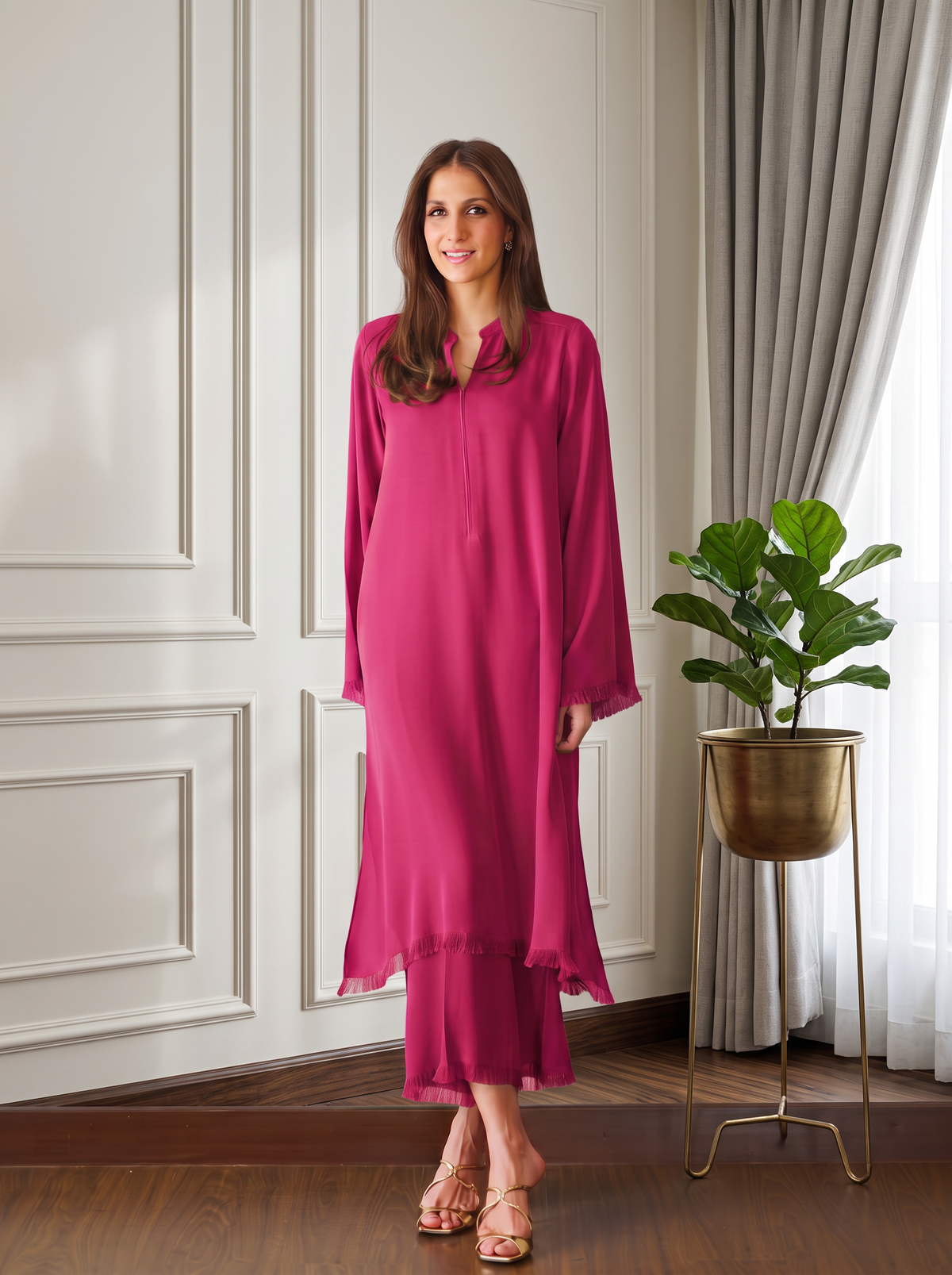 hot pink Signature Crepe coord set