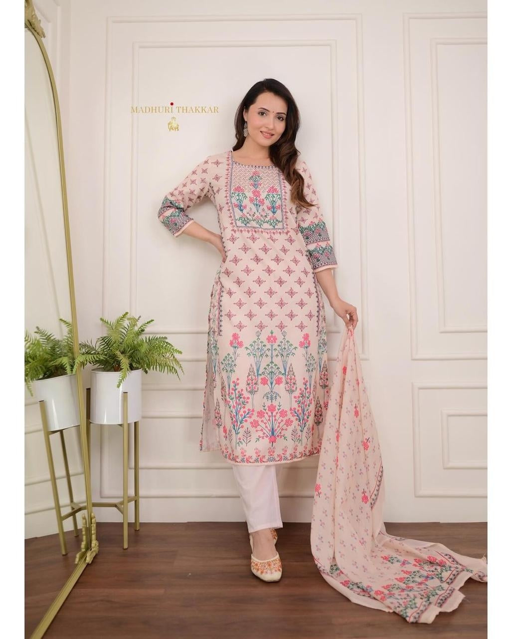 premium muslin handwork co ord set