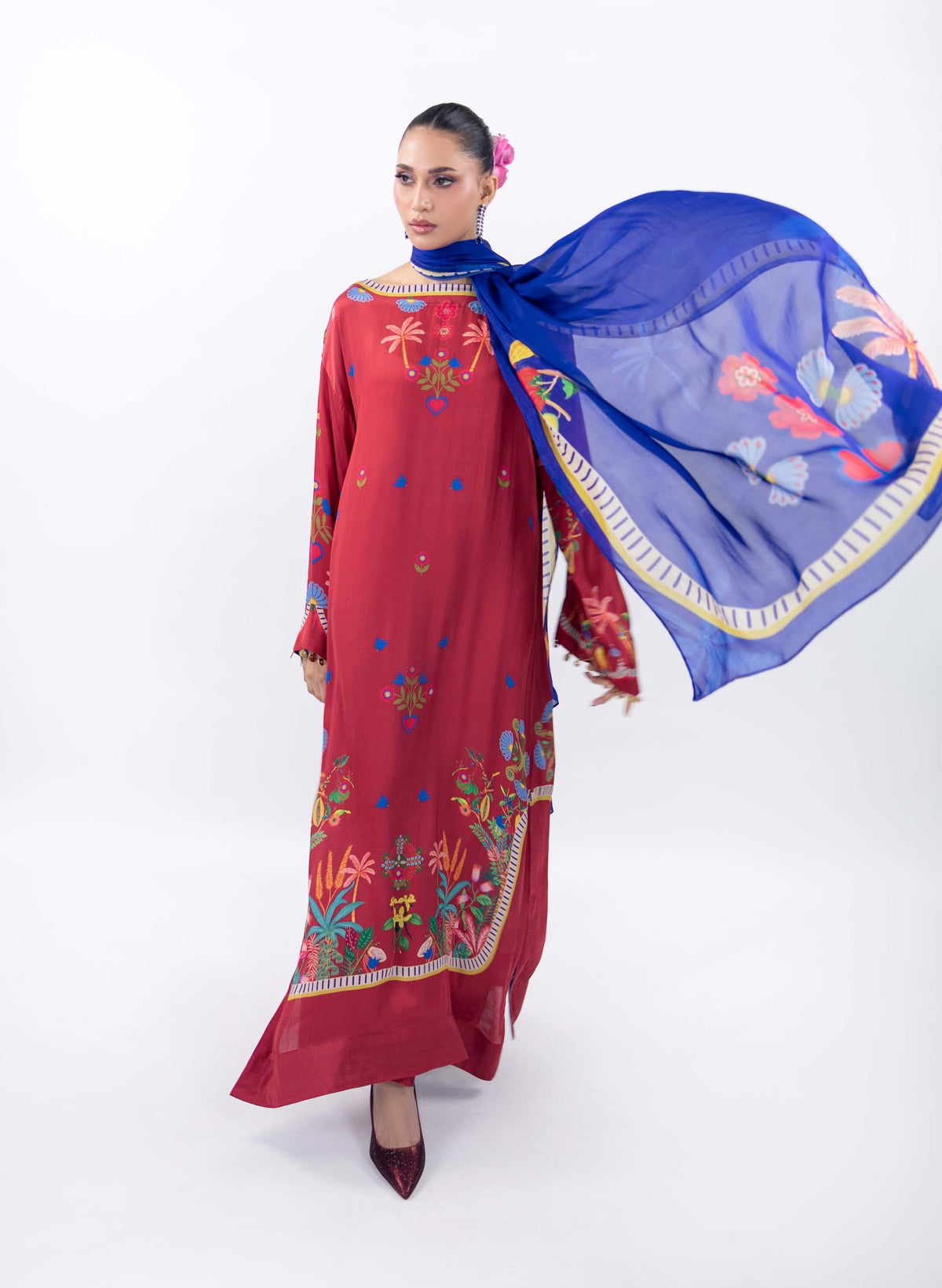 Rouge Fable Atelier Modest Co-Ord Set with Scarf | Mint Silk