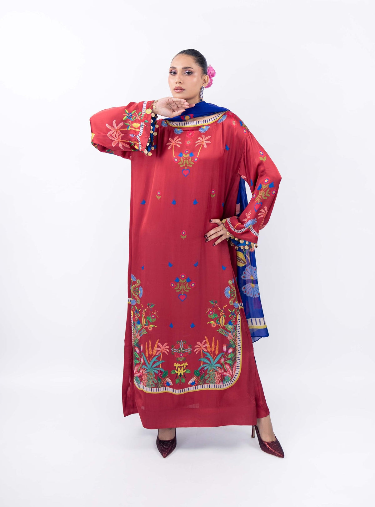 Rouge Fable Atelier Modest Co-Ord Set with Scarf | Mint Silk