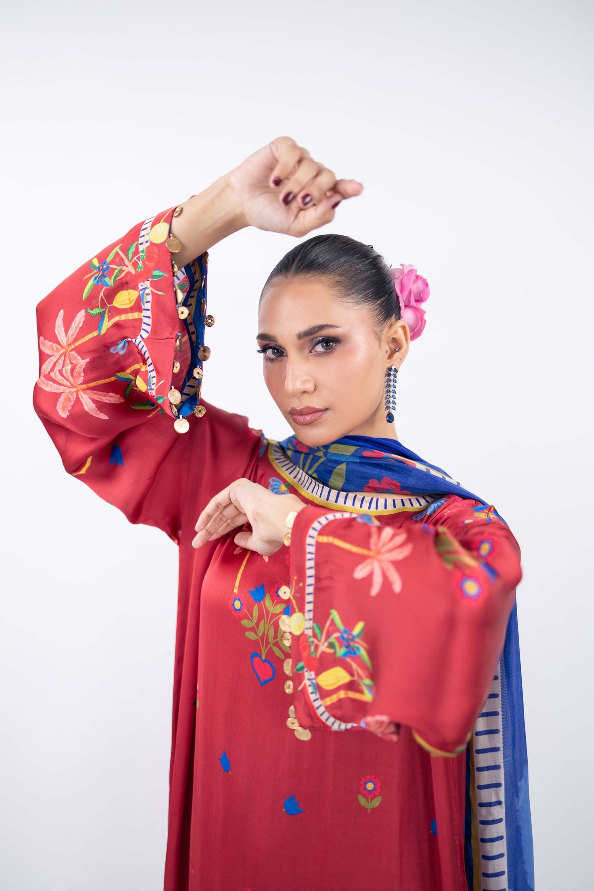 Rouge Fable Atelier Modest Co-Ord Set with Scarf | Mint Silk