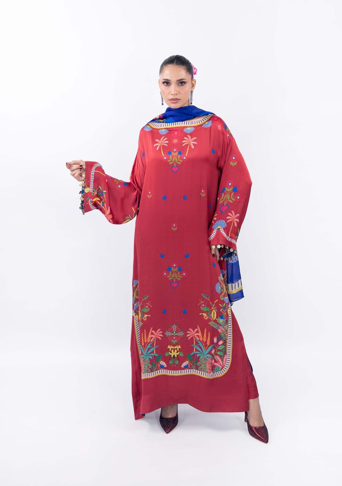 Rouge Fable Atelier Modest Co-Ord Set with Scarf | Mint Silk