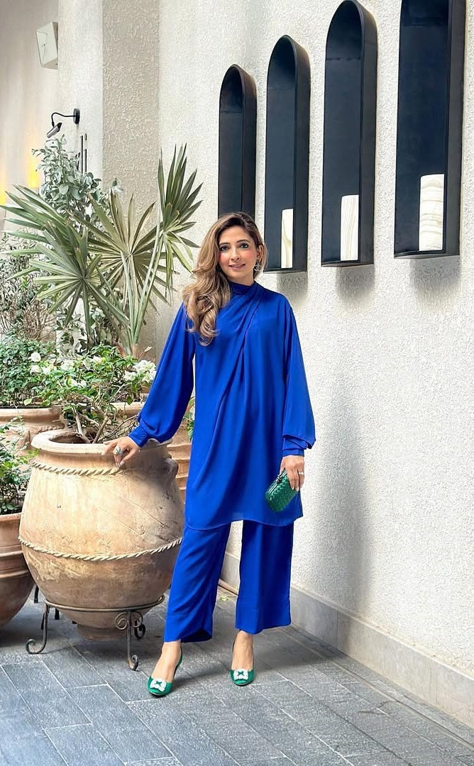 royal blue signature crepe modest co ord set