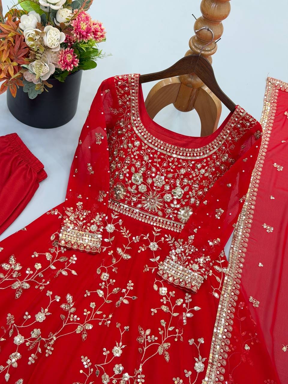 wedding anarkali suit red