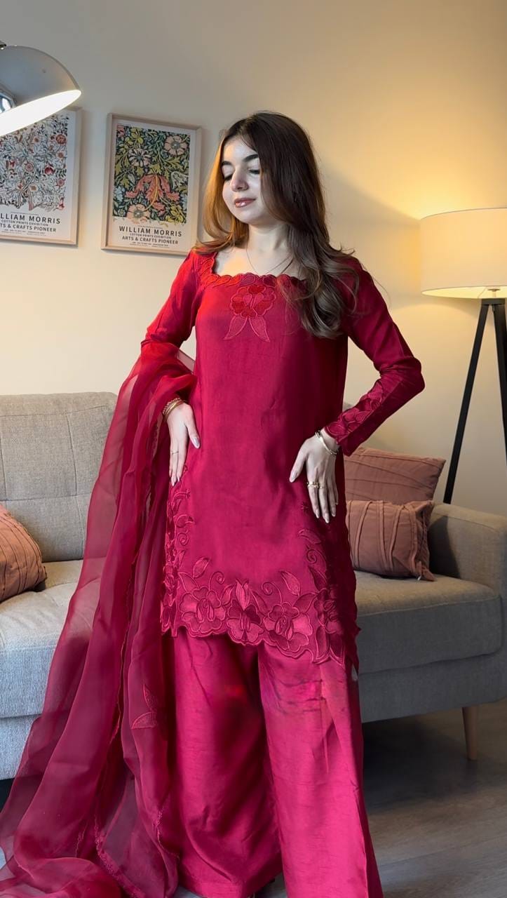 tonal floral embroidery co ord set