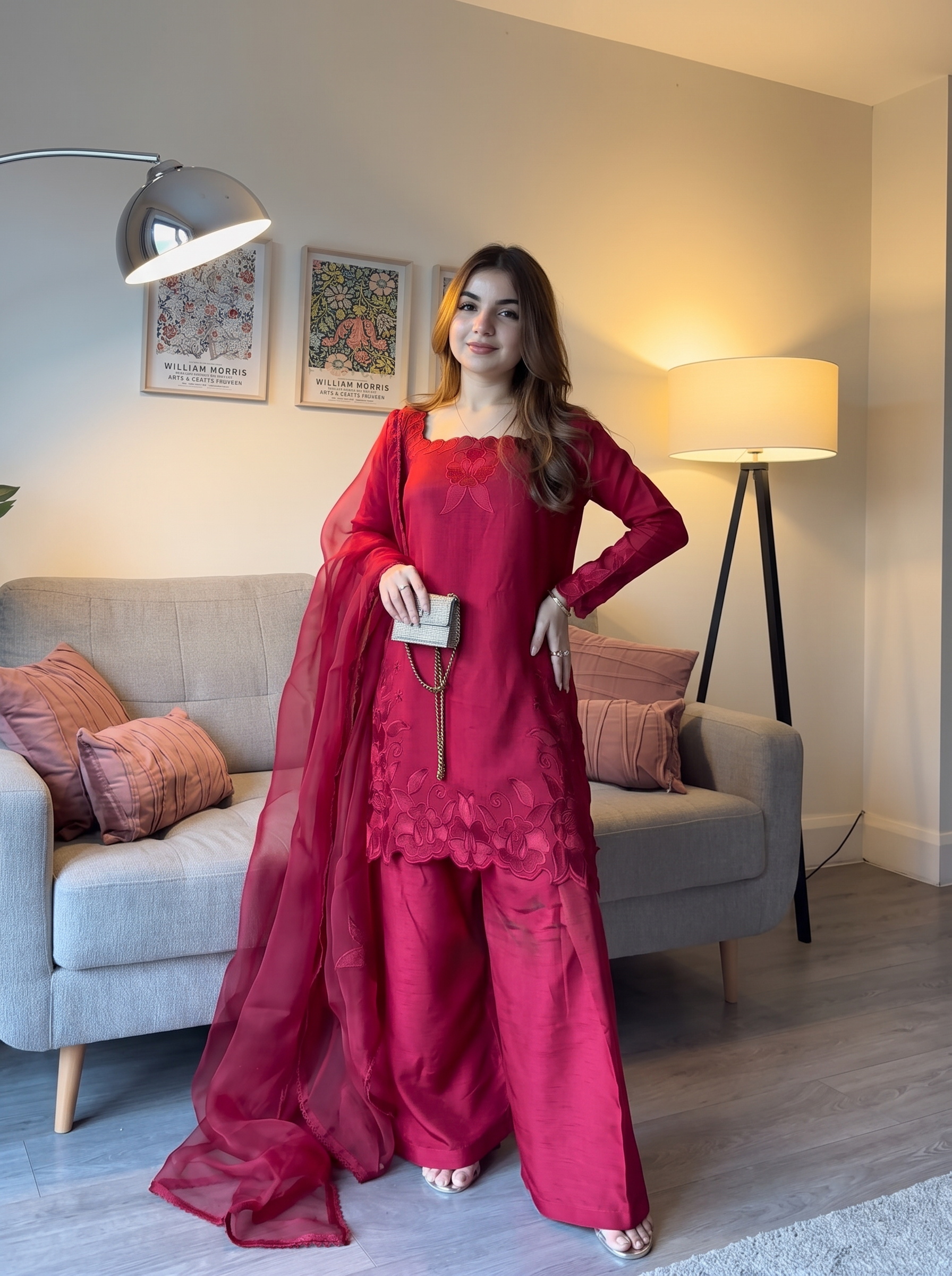 organza dupatta embroidered outfit