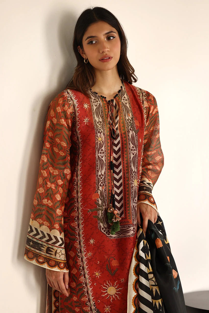 rust georgette chiffon festive outfit