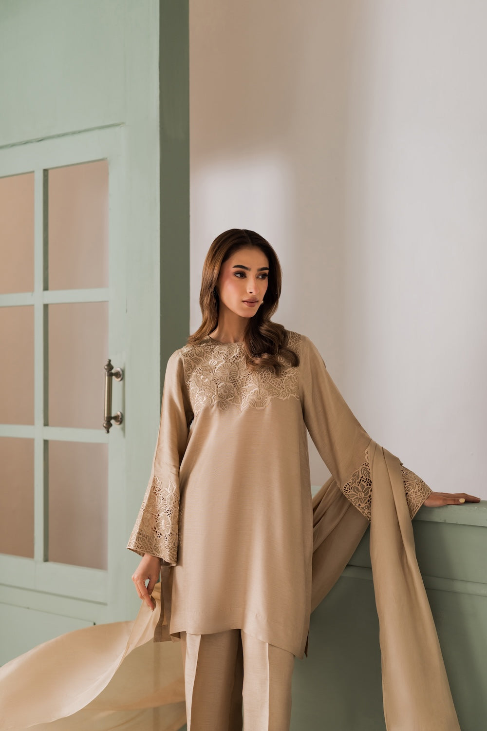 Misty Pearl Atelier Modest Co-Ord Set with Scarf