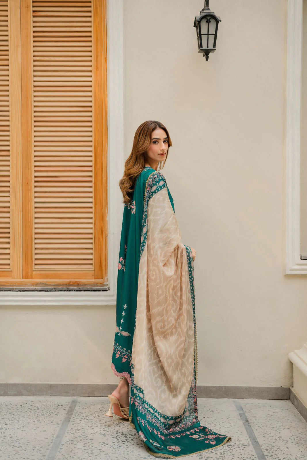 Sage Mosaic Atelier Modest Co-Ord Set With Georgette Chiffon Scarf