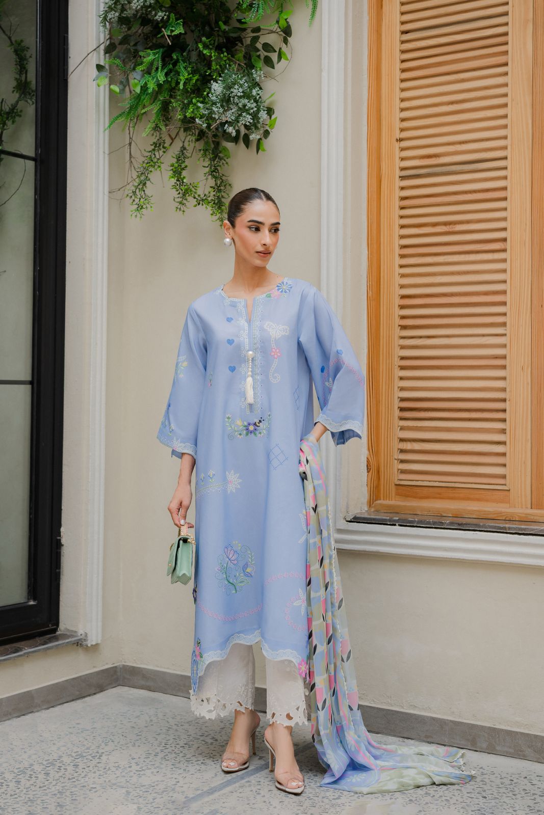 Sage Mist Atelier Modest Co-Ord Set With Scarf