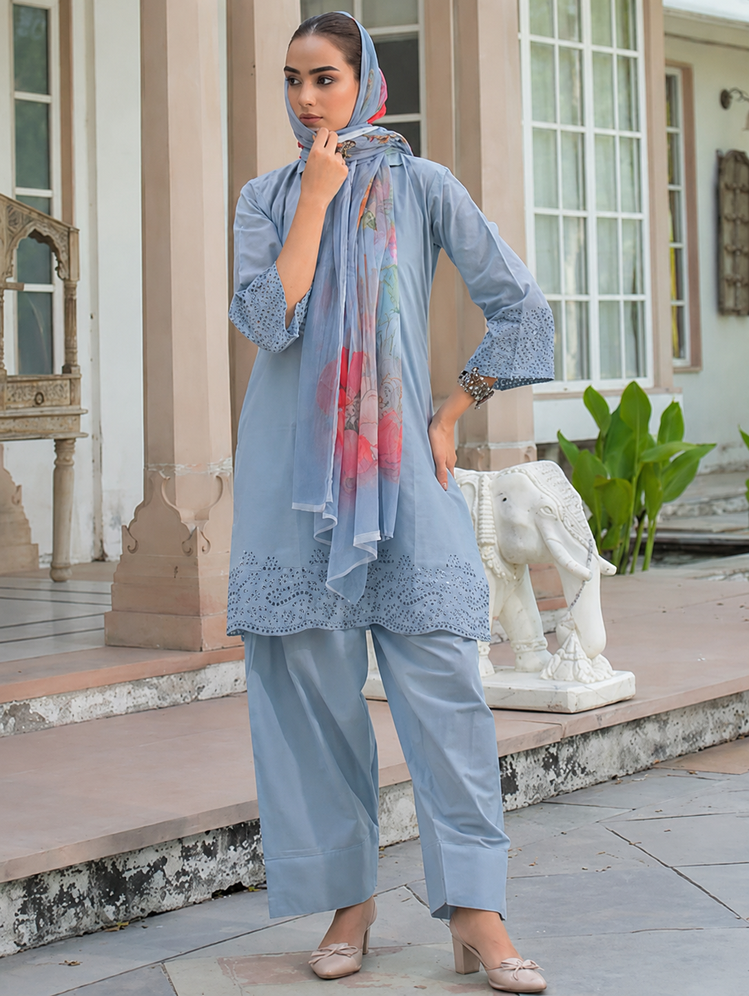 embroidered farshi set for women