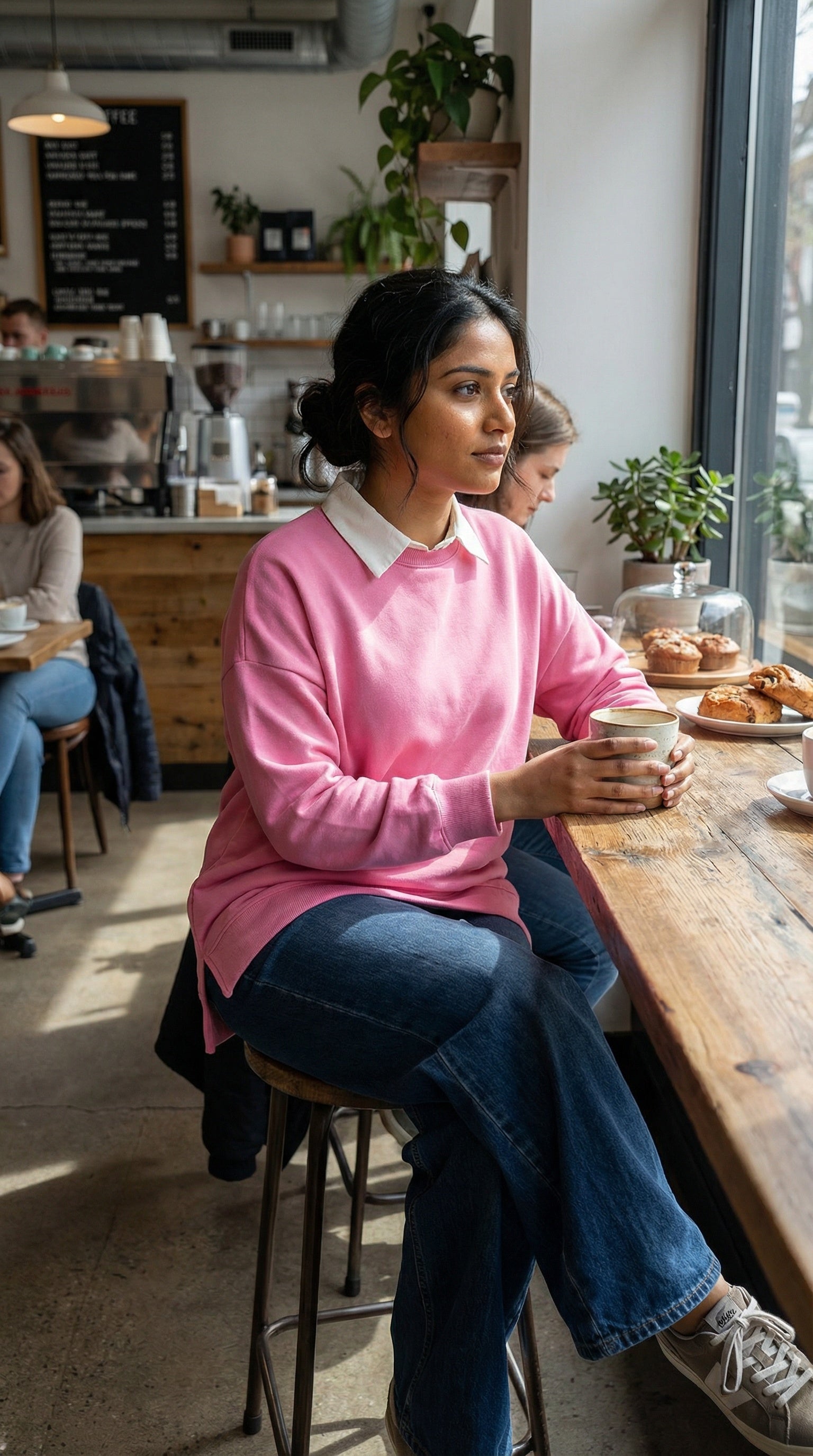 relaxed fit modest sweatshirt tunic pink