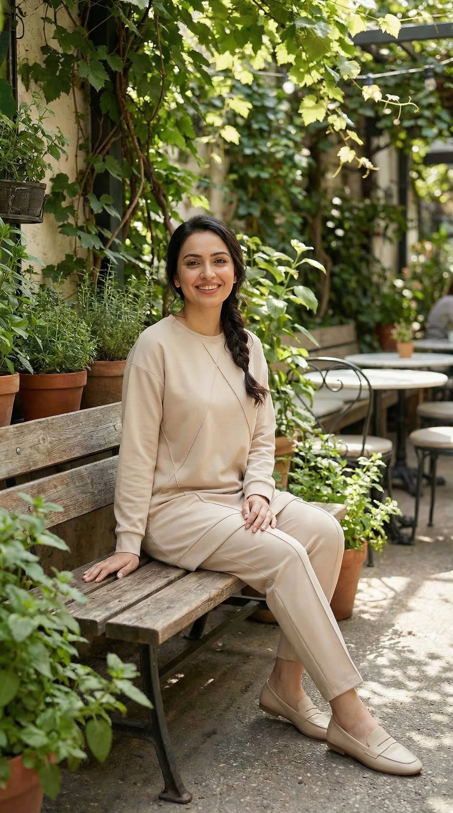 Soft Beige Textured Everyday Modest Co-Ord Set