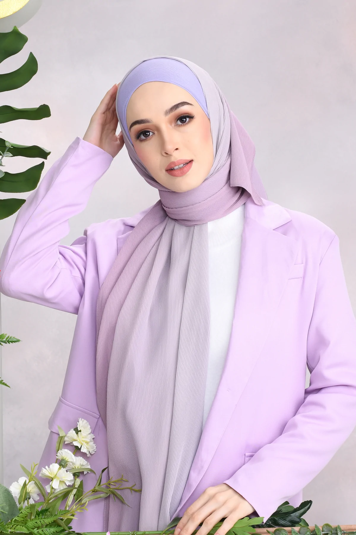 soft lilac chiffon hijab headscarf women