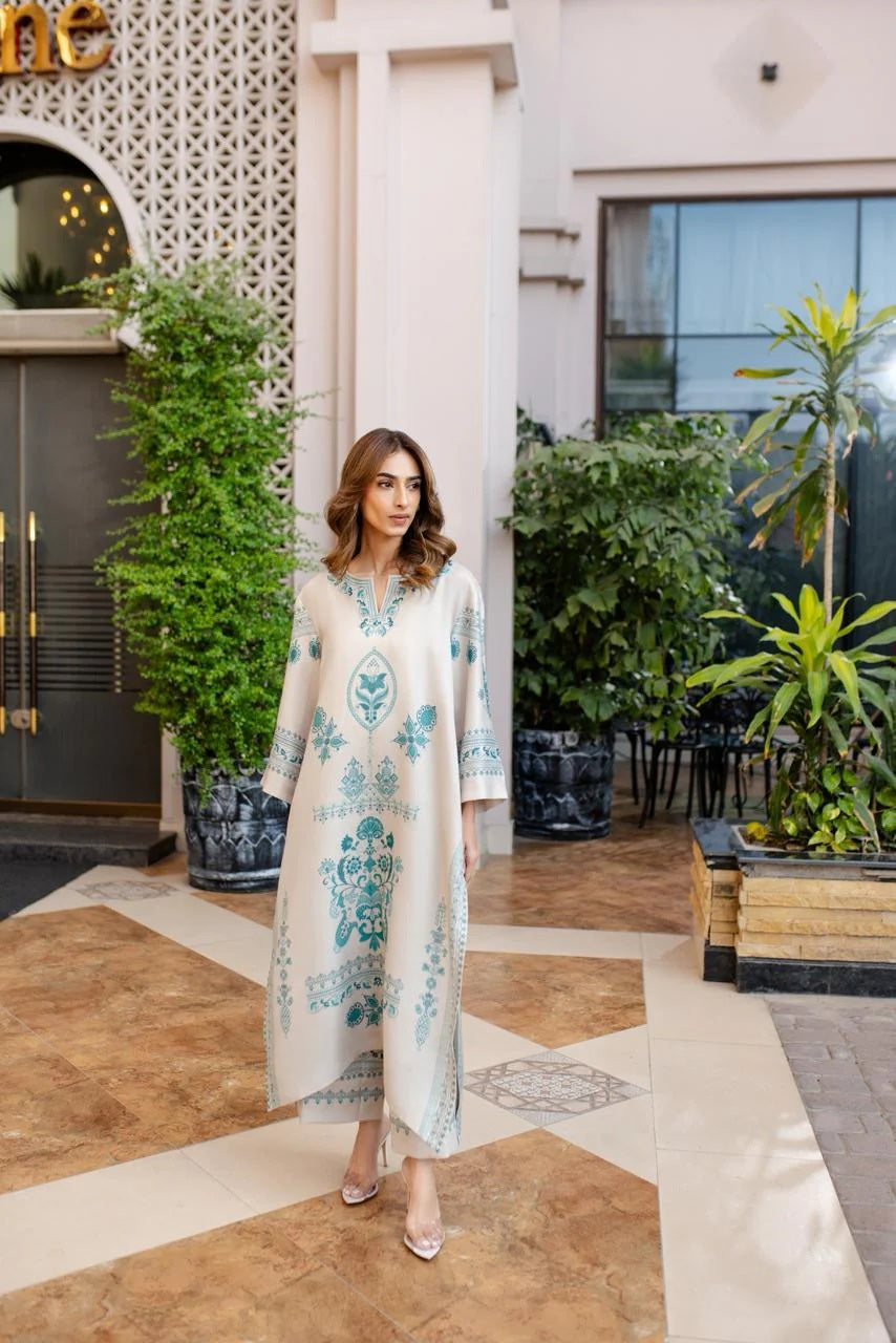 modest turquoise coord set festive wear