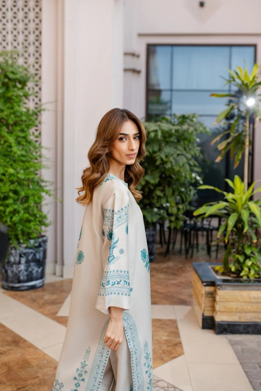 breathable turquoise printed coord set