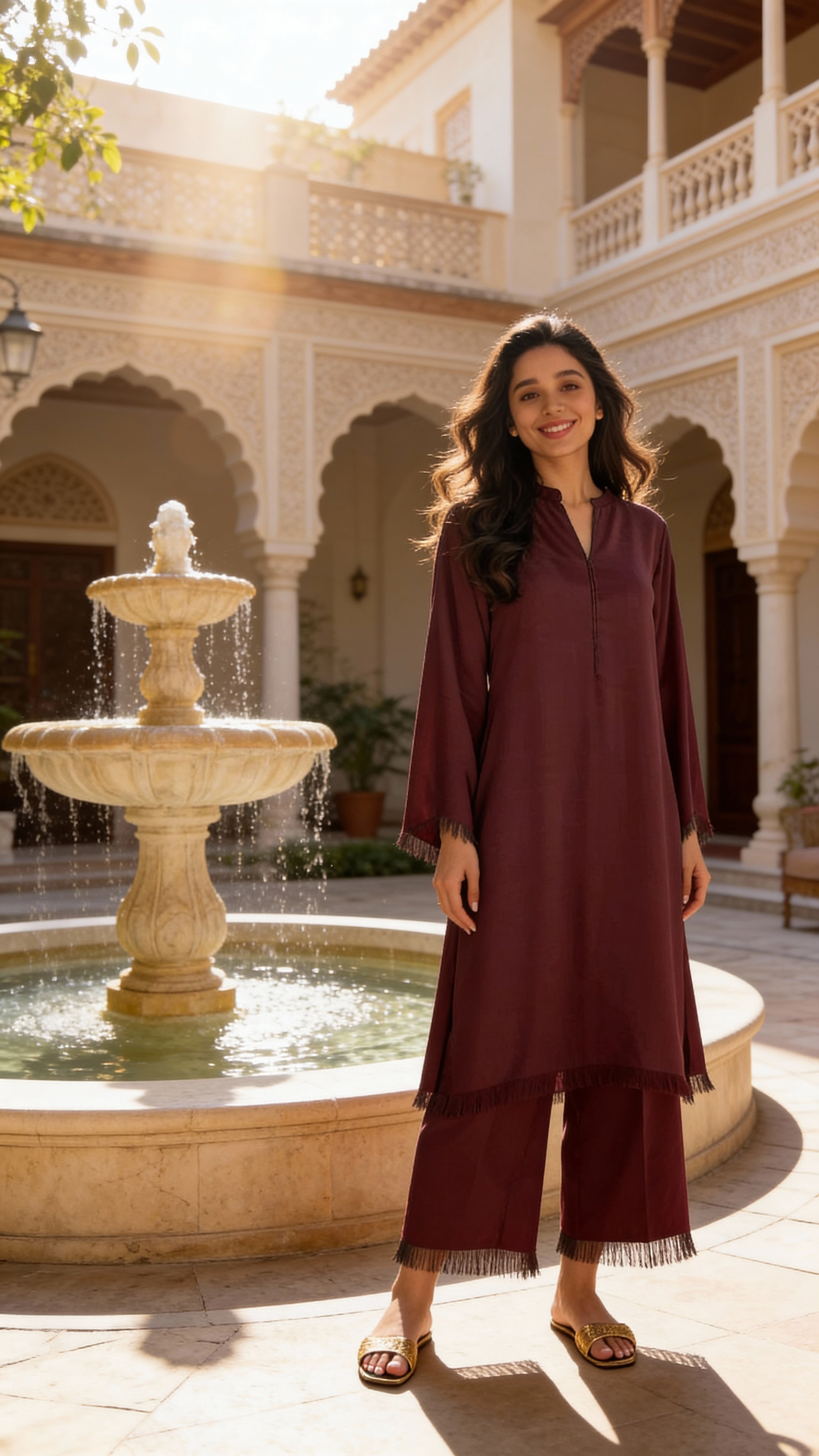 fringe detail modest co ord haya and kalos